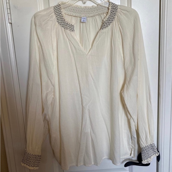 NWOT Womens plus size clothes Old Navy Embroidered Peasant Blouse Top size: XL - Picture 2 of 10
